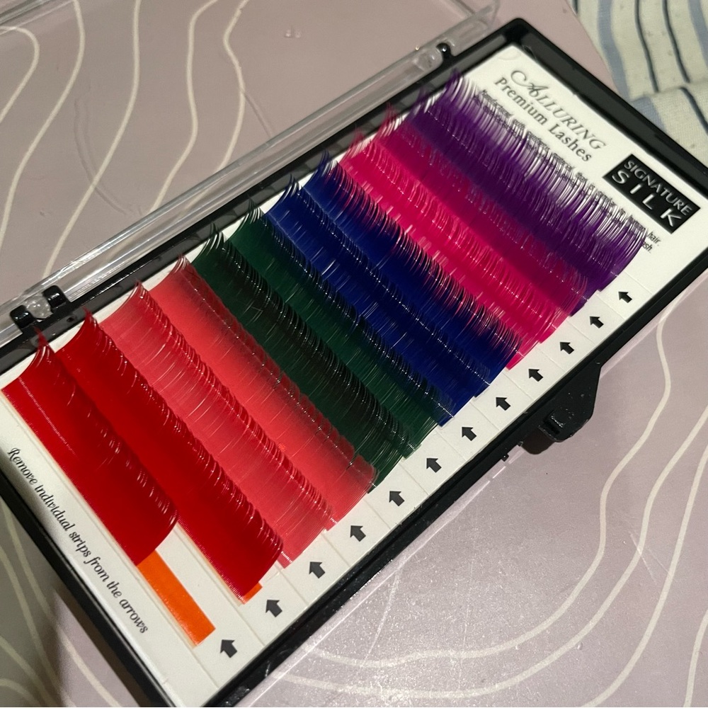 Multicolor Eyelash Extension Tray - Pink, Purple, Blue, Green, Red